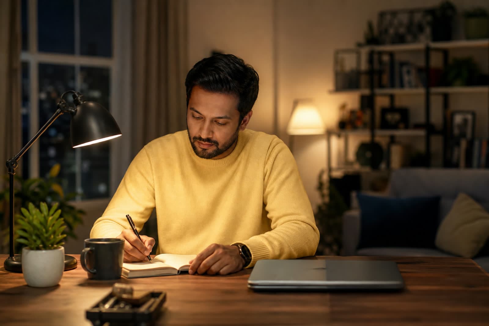 Working adult managing a side hustle from a home desk
